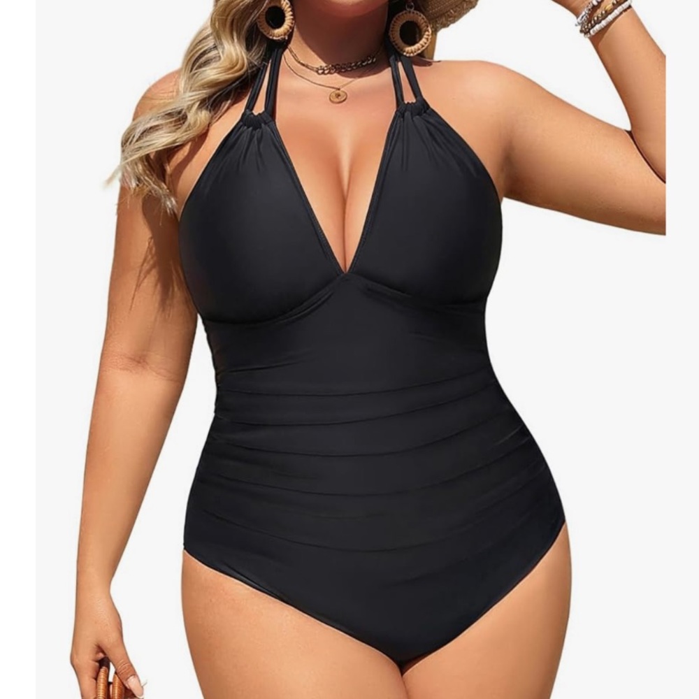 NWT AQUA EVE Shaping One Piece Halter Swimsuit Size 20W